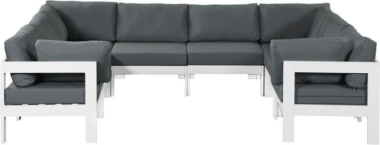 Meridian Furniture - Nizuc - Outdoor Patio Modular Sectional 8 Piece - Grey - Metal - 5th Avenue Furniture