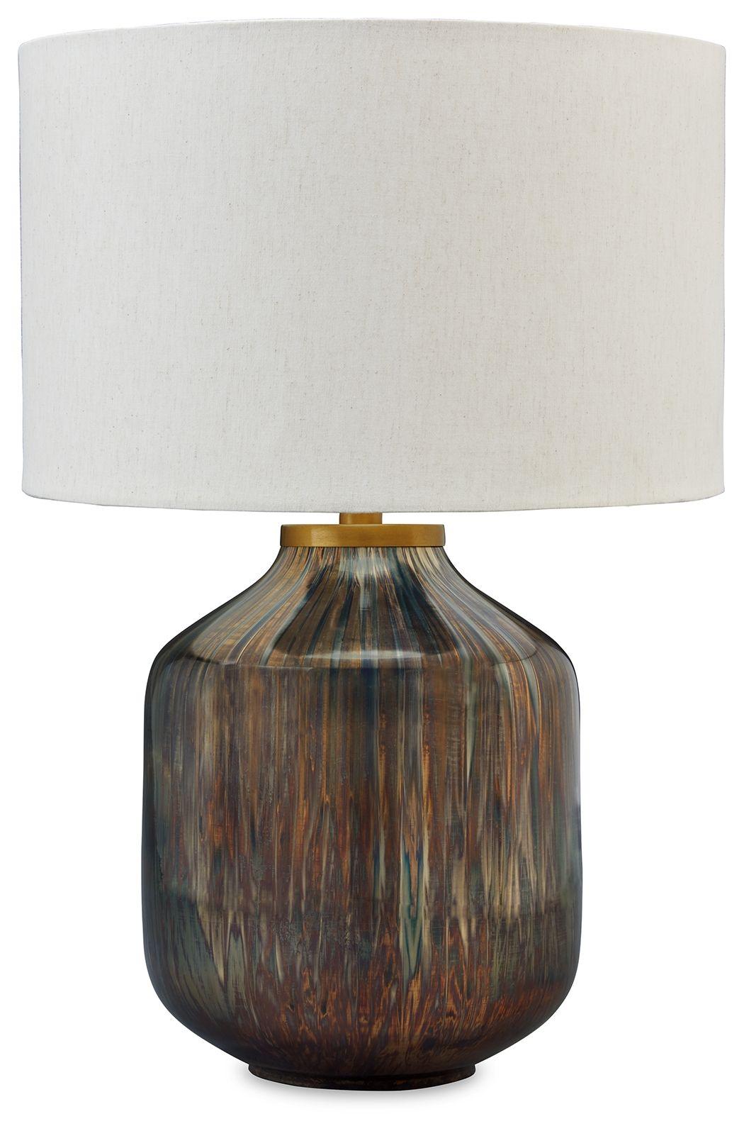 Signature Design by Ashley® - Jadstow - Black / Silver Finish - Glass Table Lamp - 5th Avenue Furniture