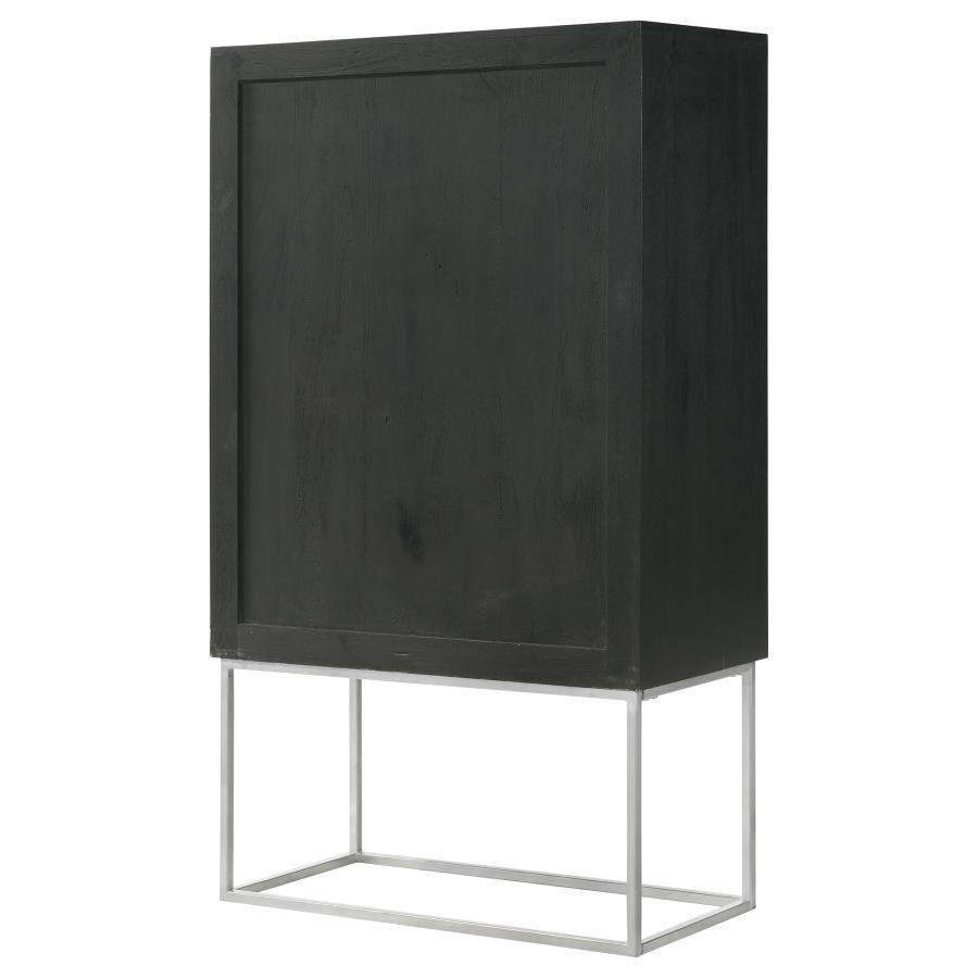 Coaster Fine Furniture - Borman - 2-Door Bar Cabinet Wine Storage - Walnut And Black - 5th Avenue Furniture