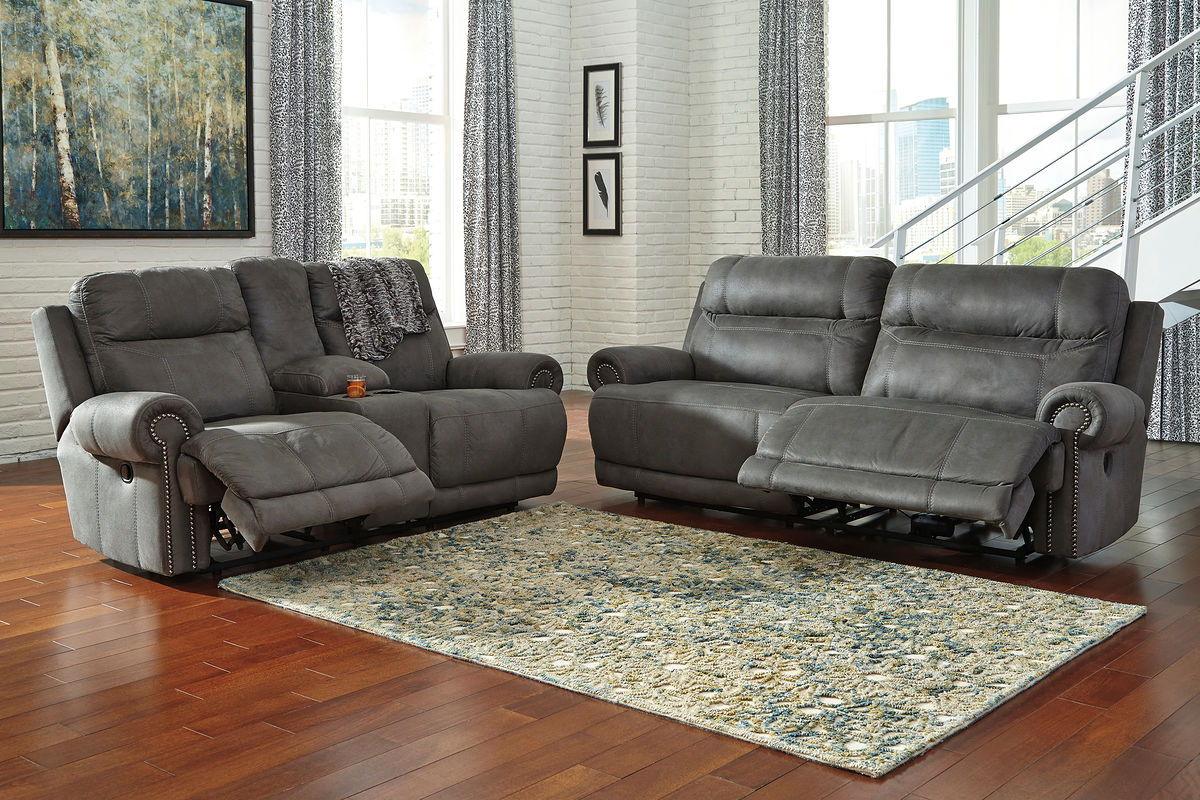 Signature Design by Ashley® - Austere - Gray - 2 Pc. - Reclining Sofa, Loveseat - 5th Avenue Furniture