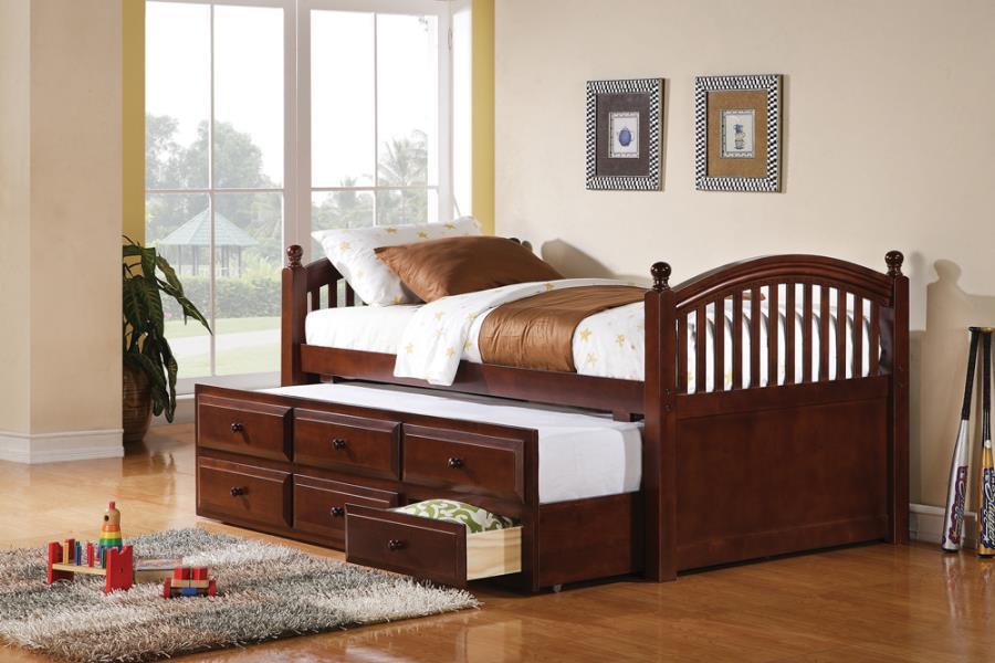 CoasterEssence - Norwood - Twin Captain'S Bed With Trundle And Drawers - Chestnut - 5th Avenue Furniture