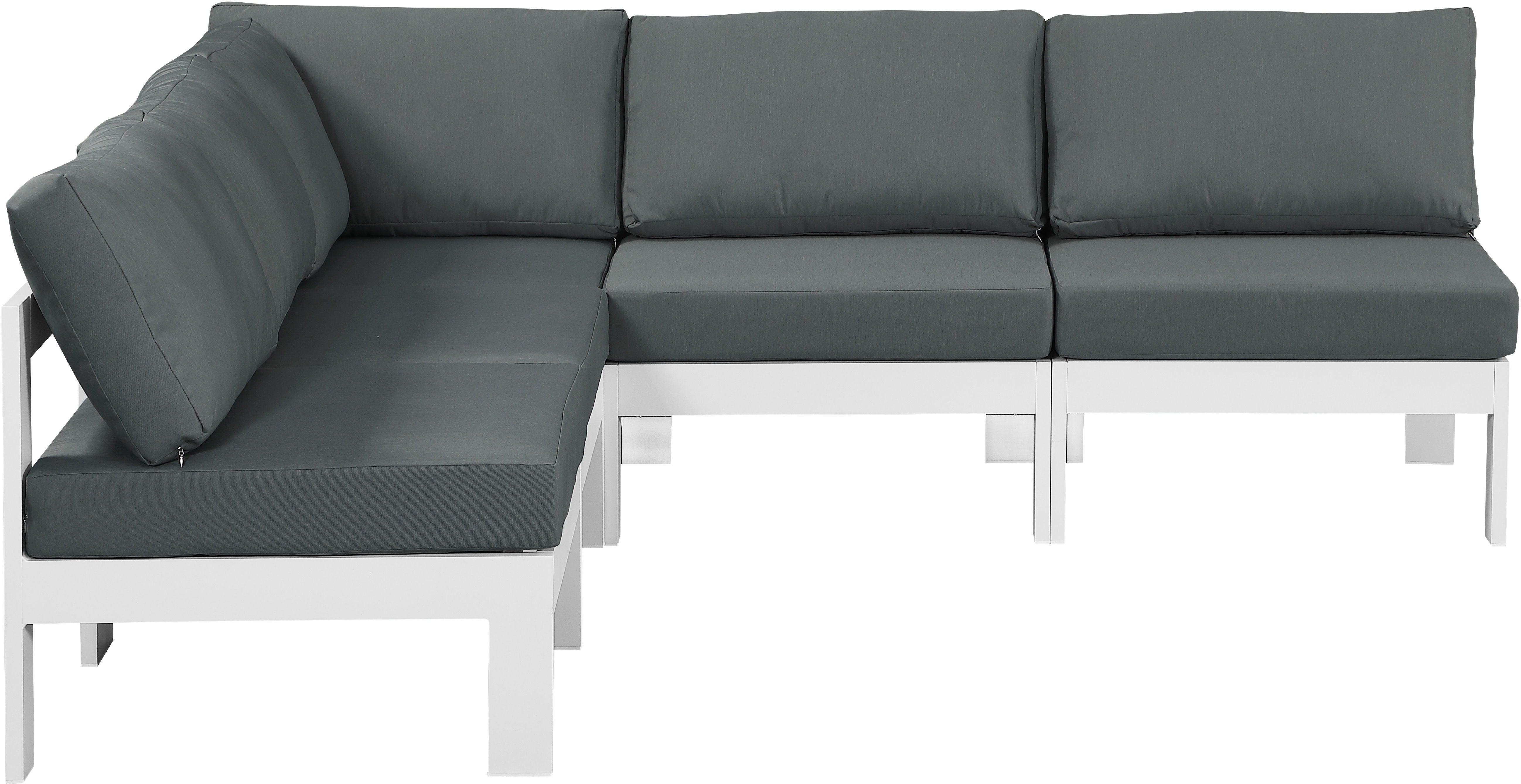 Meridian Furniture - Nizuc - Outdoor Patio Modular Sectional 5 Piece - Grey - Modern & Contemporary - 5th Avenue Furniture