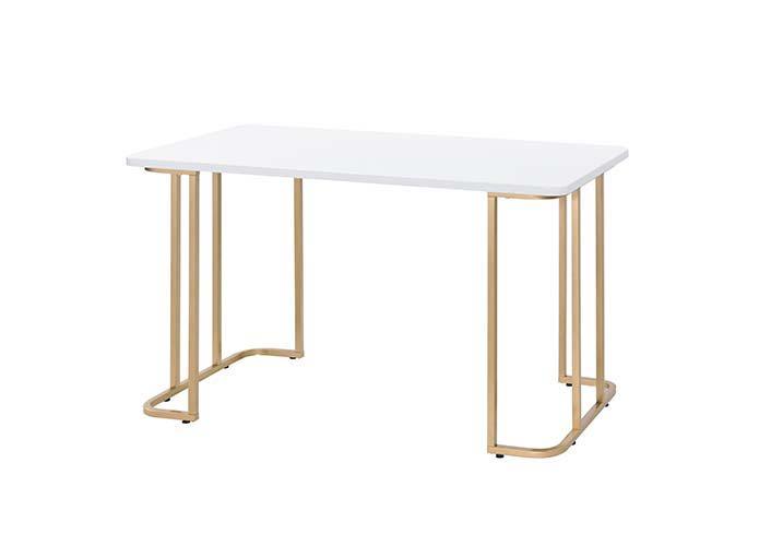 ACME - Estie - Vanity Desk - White & Gold Finish - 5th Avenue Furniture