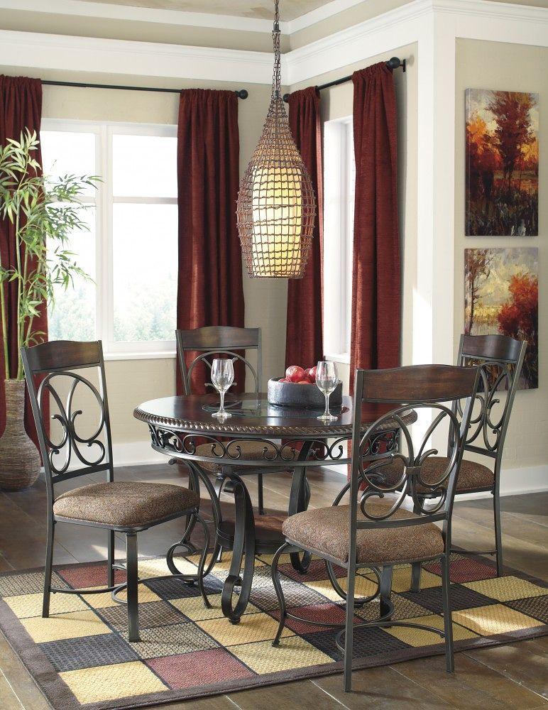 Signature Design by Ashley® - Glambrey - Brown - 5 Pc. - Dining Room Table, 4 Upholstered Side Chairs - 5th Avenue Furniture