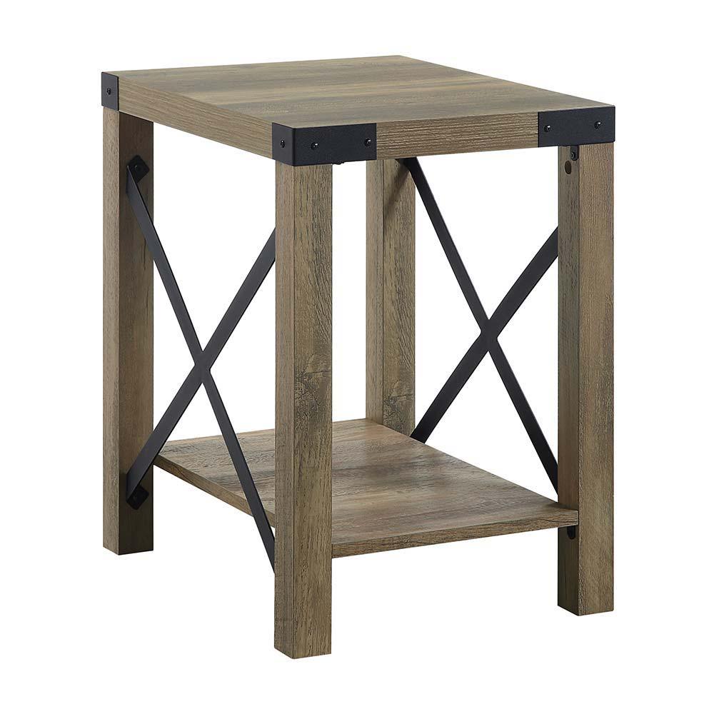 ACME - Abiram - End Table - Rustic Oak Finish - 5th Avenue Furniture