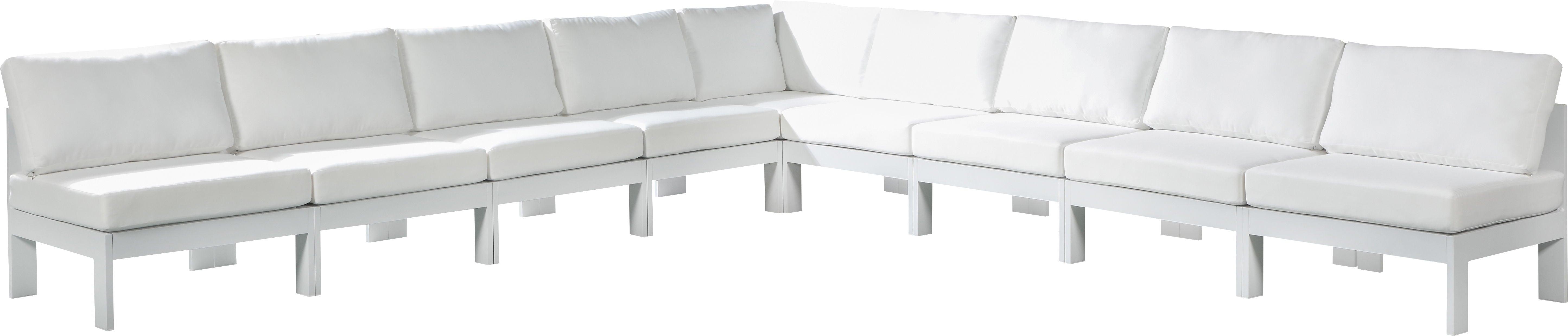Meridian Furniture - Nizuc - Outdoor Patio Modular Sectional 9 Piece - White - Metal - 5th Avenue Furniture