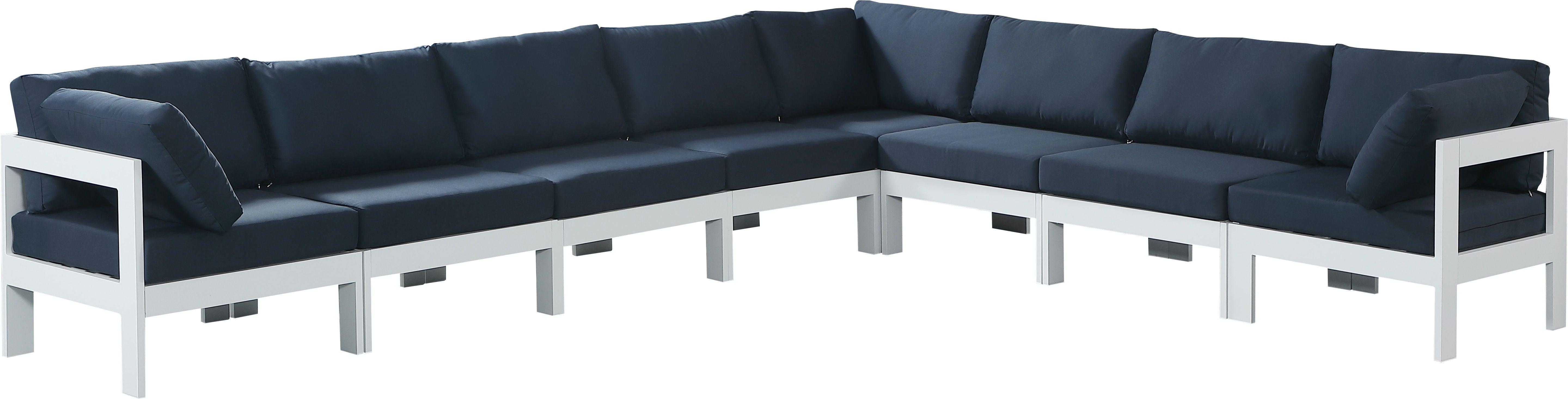 Meridian Furniture - Nizuc - Outdoor Patio Modular Sectional 8 Piece - Navy - Fabric - 5th Avenue Furniture