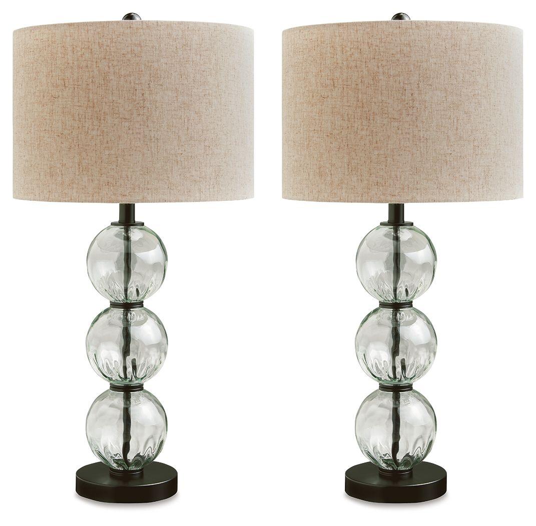 Signature Design by Ashley® - Airbal - Clear / Black - Glass Table Lamp (Set of 2) - 5th Avenue Furniture