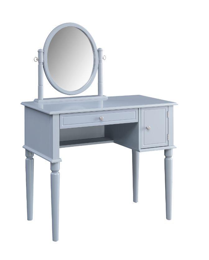 ACME - Rabila - Vanity Desk - Cream Fabric & Gray Finish - 5th Avenue Furniture