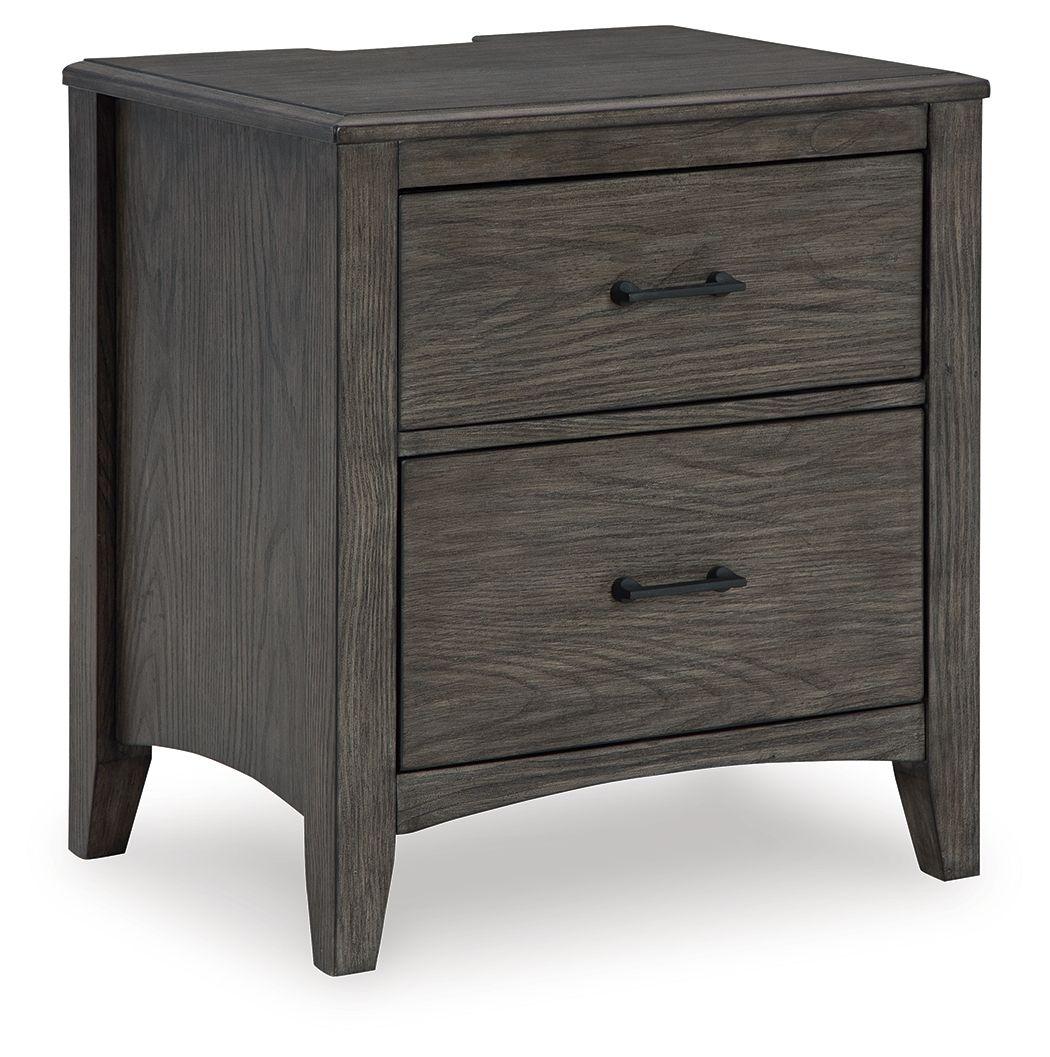 Signature Design by Ashley® - Montillan - Grayish Brown - Two Drawer Night Stand - 5th Avenue Furniture