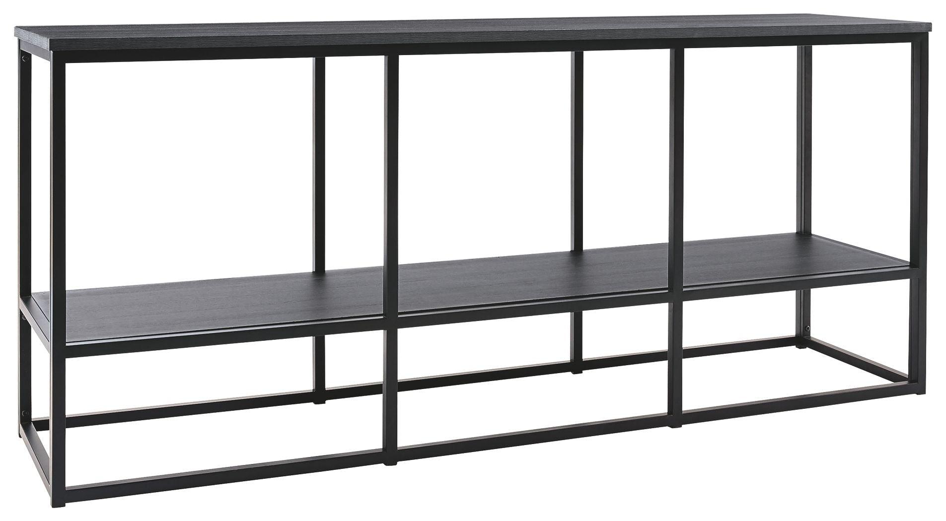 Ashley Furniture - Yarlow - Black - Extra Large TV Stand - Open Shelves - 5th Avenue Furniture