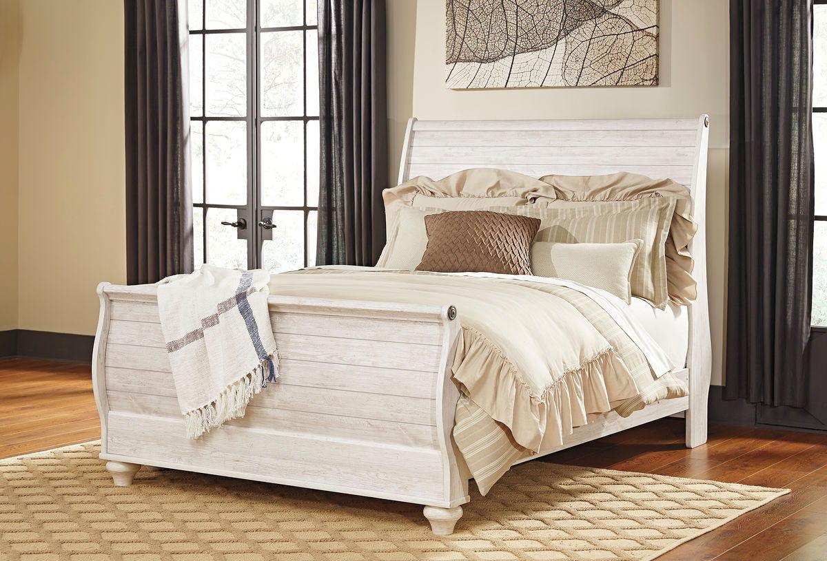 Signature Design by Ashley® - Willowton - Sleigh Bed - 5th Avenue Furniture