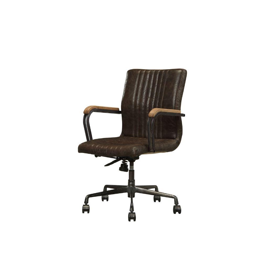 ACME - Joslin - Executive Office Chair - Distress Chocolate Top Grain Leather - 5th Avenue Furniture