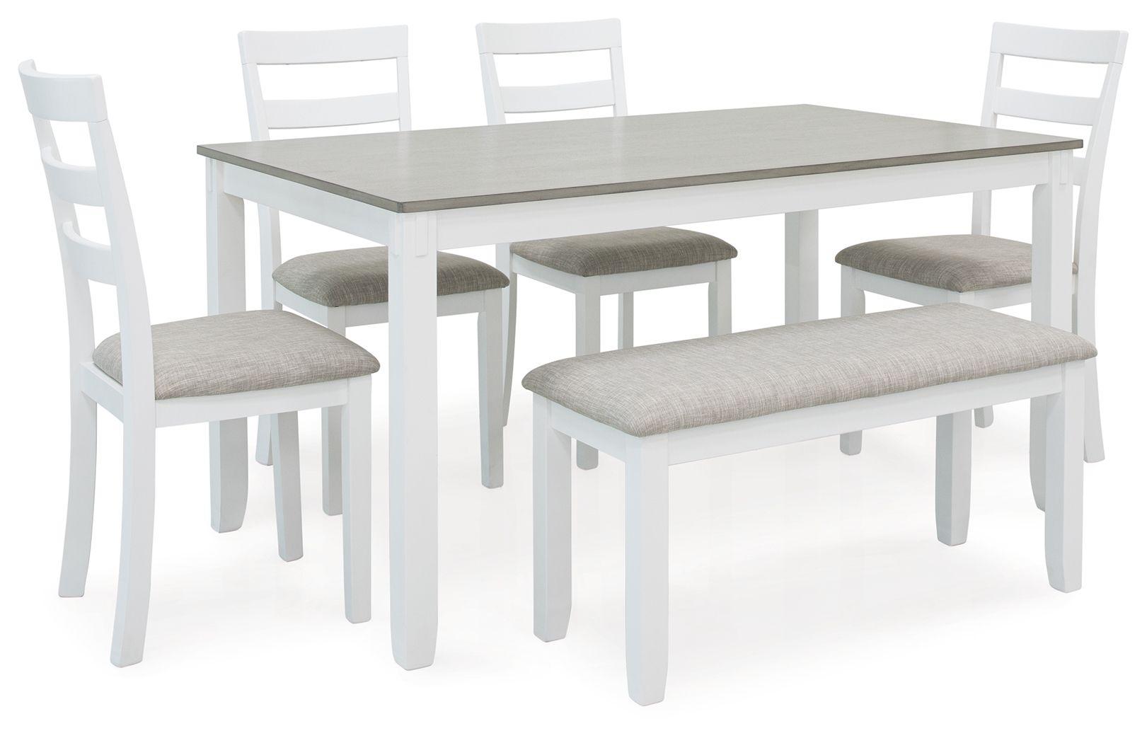 Signature Design by Ashley® - Stonehollow - White / Gray - Rectangular Drm Table Set (Set of 6) - 5th Avenue Furniture