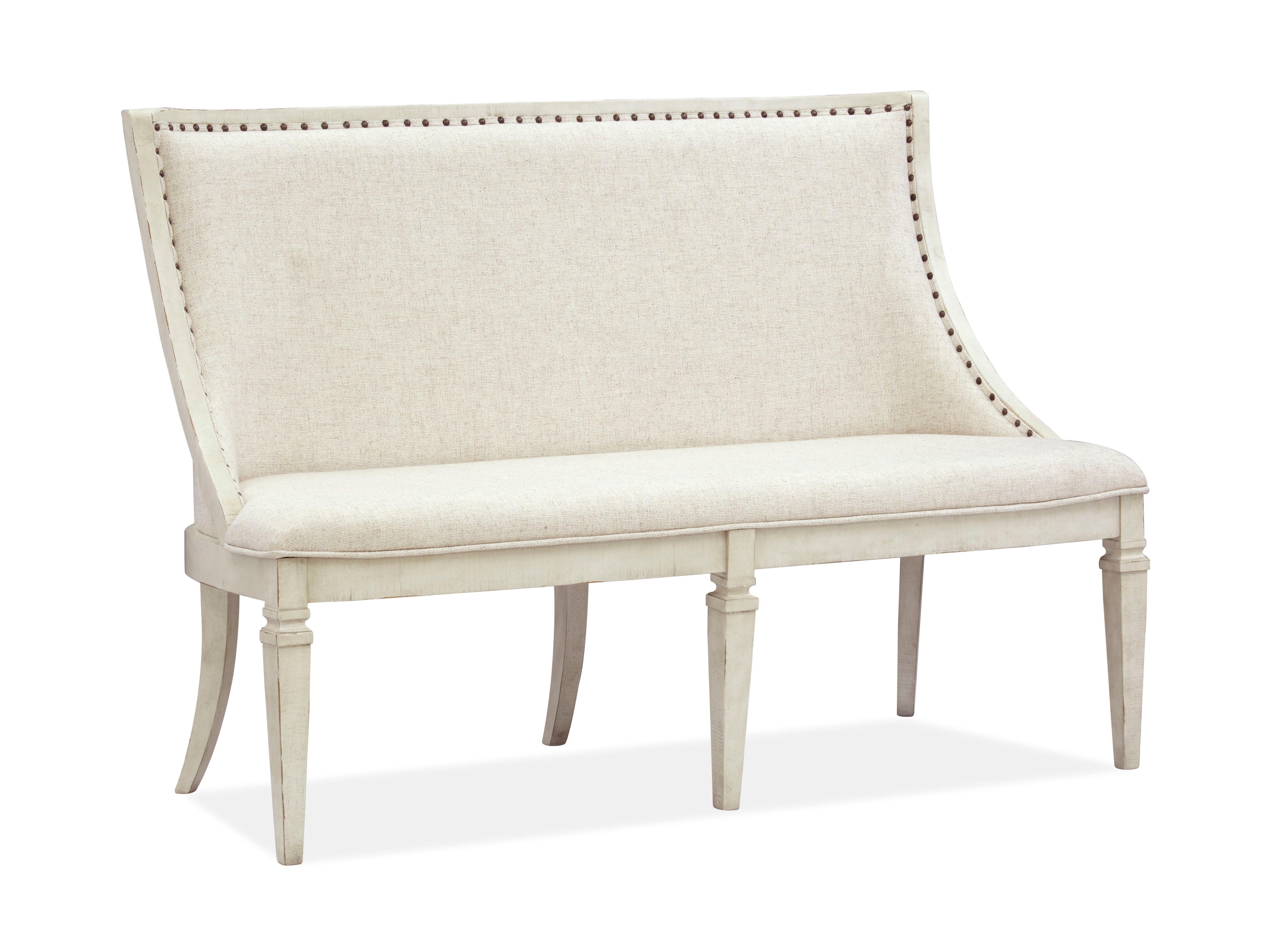 Magnussen Furniture - Newport - Bench With Upholstered Seat & Back - Alabaster - 5th Avenue Furniture