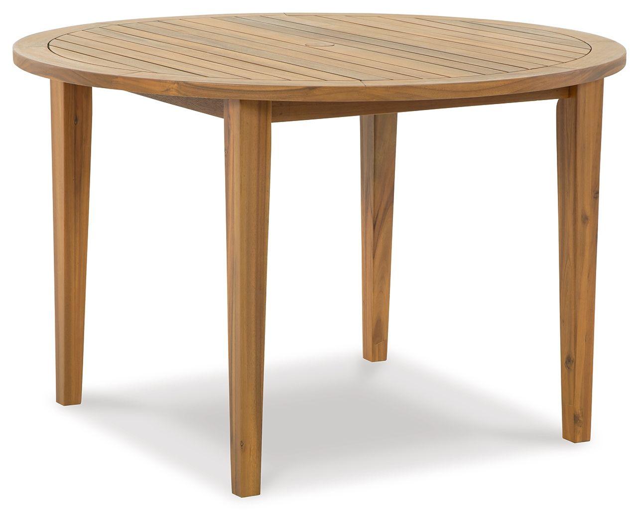 Signature Design by Ashley® - Janiyah - Light Brown - Round Dining Table W/Umb Opt - 5th Avenue Furniture