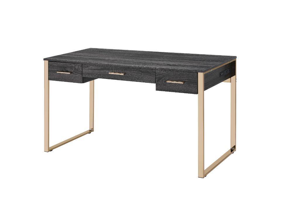 ACME - Perle - Writing Desk - Champagne Gold & Black Finish - 5th Avenue Furniture