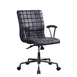 ACME - Barack - Executive Office Chair - Vintage Black Top Grain Leather & Aluminum - 5th Avenue Furniture