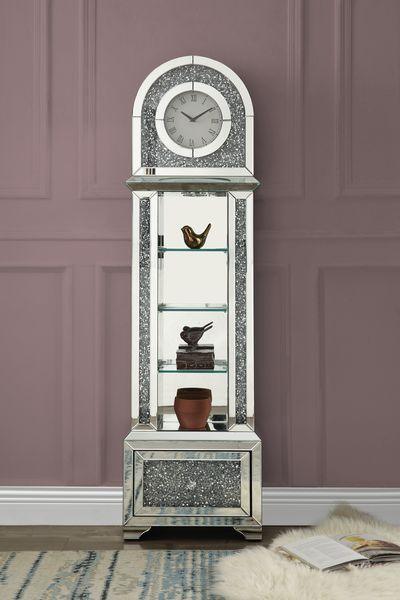 ACME - Noralie - Grandfather Clock - Pearl Silver - 63" - 5th Avenue Furniture