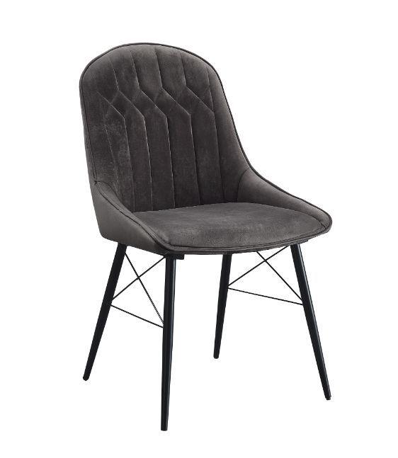 ACME - Abraham - Side Chair (Set of 2) - Gray Fabric & Black Finish - 5th Avenue Furniture