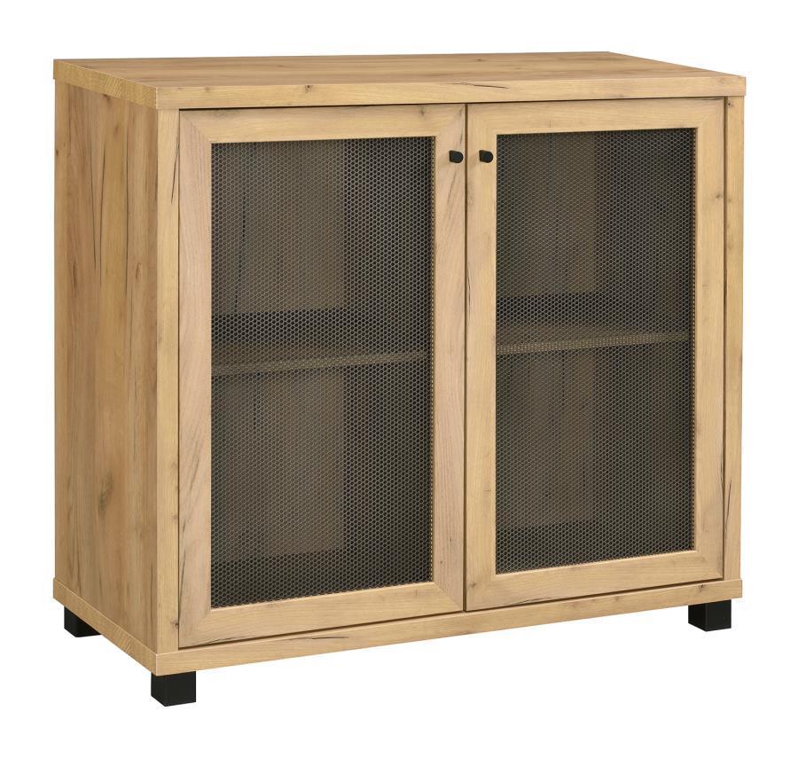 CoasterEveryday - Mchale - Accent Cabinet With Two Mesh Doors - Golden Oak - 5th Avenue Furniture