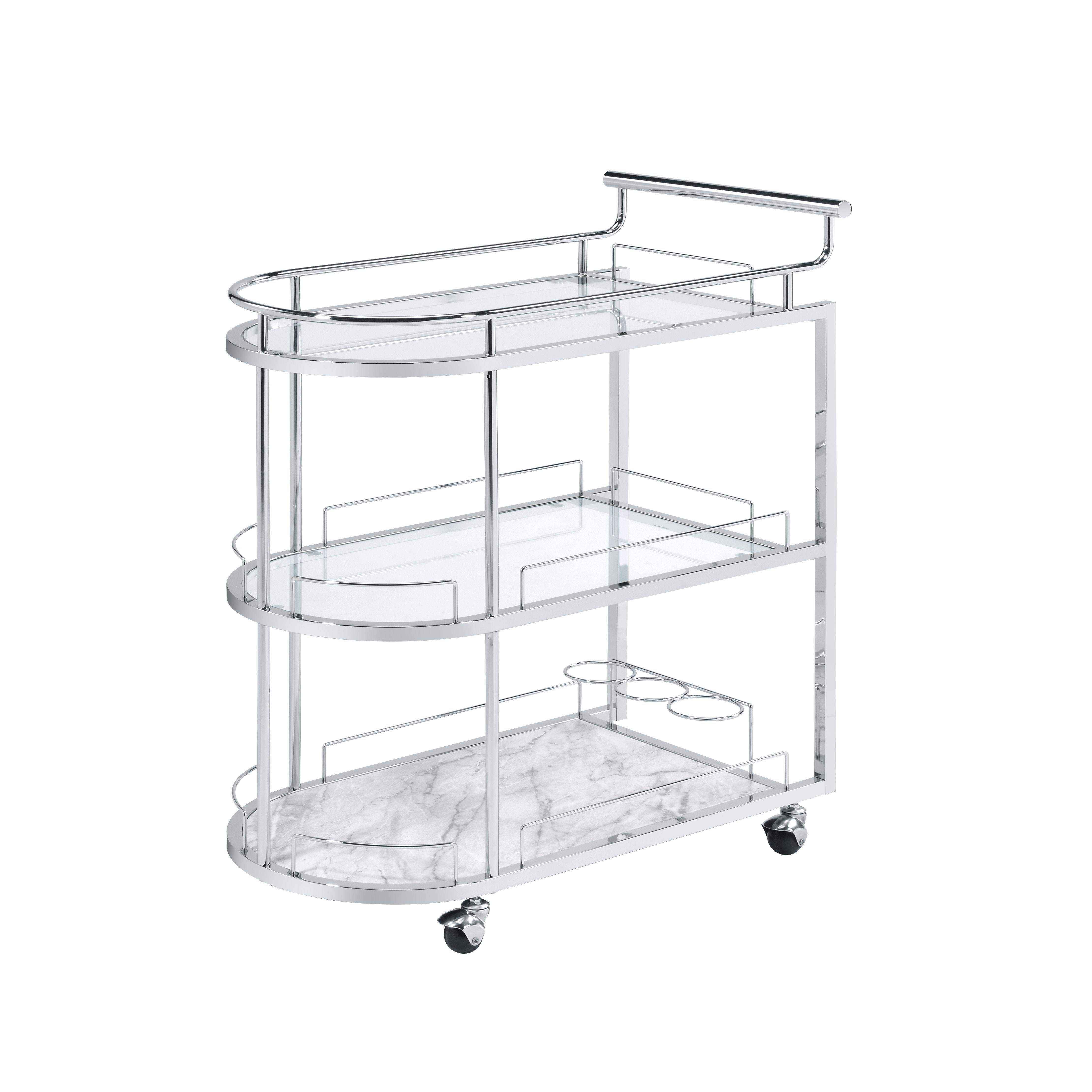 ACME - Inyo - Serving Cart - Clear Glass & Chrome Finish - 5th Avenue Furniture