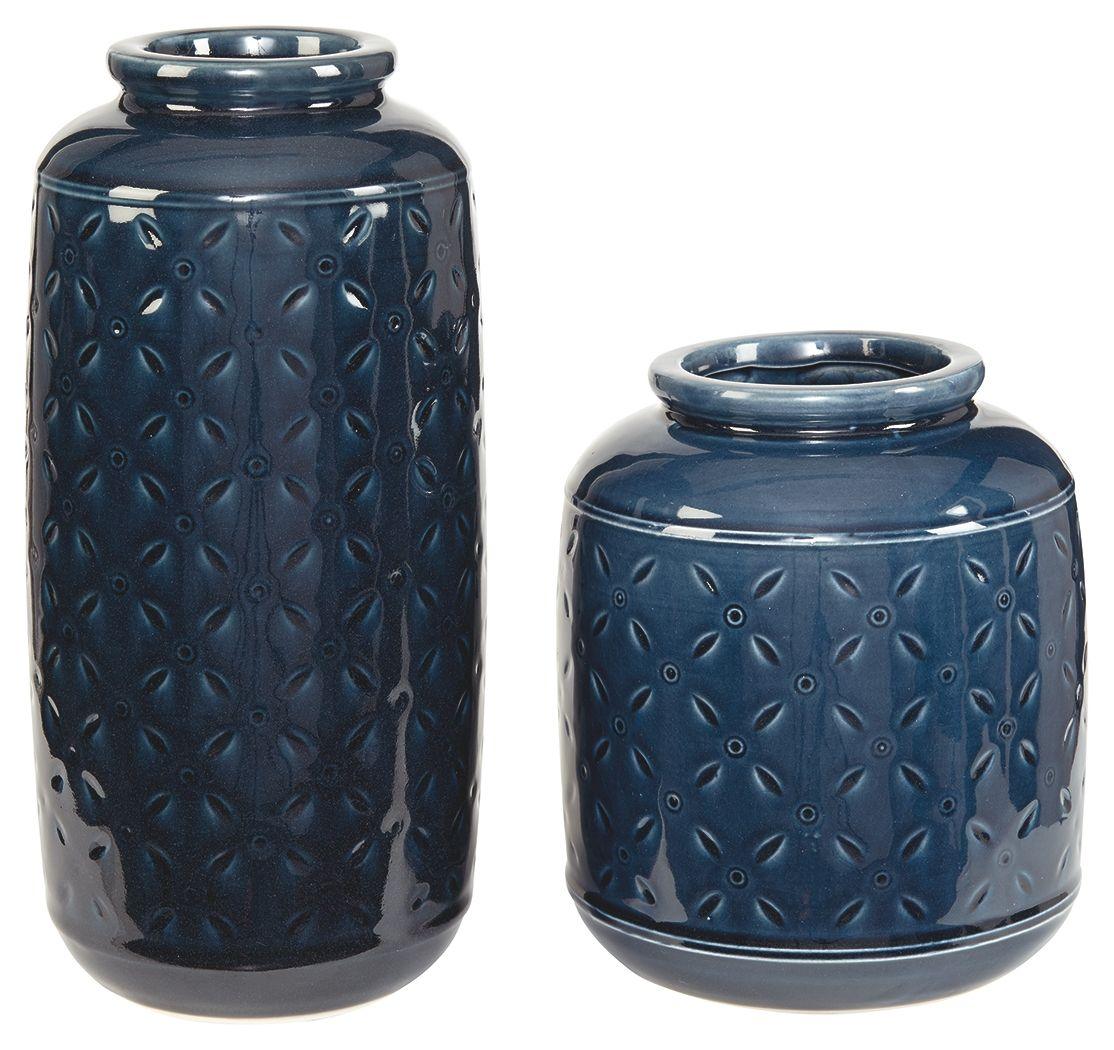 Ashley Furniture - Marenda - Navy Blue - Vase Set (Set of 2) - 5th Avenue Furniture