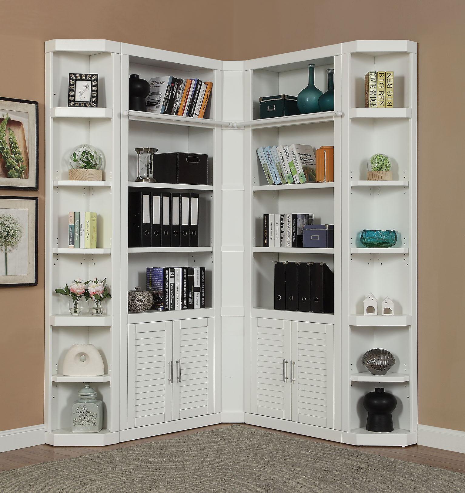Parker House Furniture - Catalina - 5 Piece Corner Library Wall - Cottage White - 5th Avenue Furniture