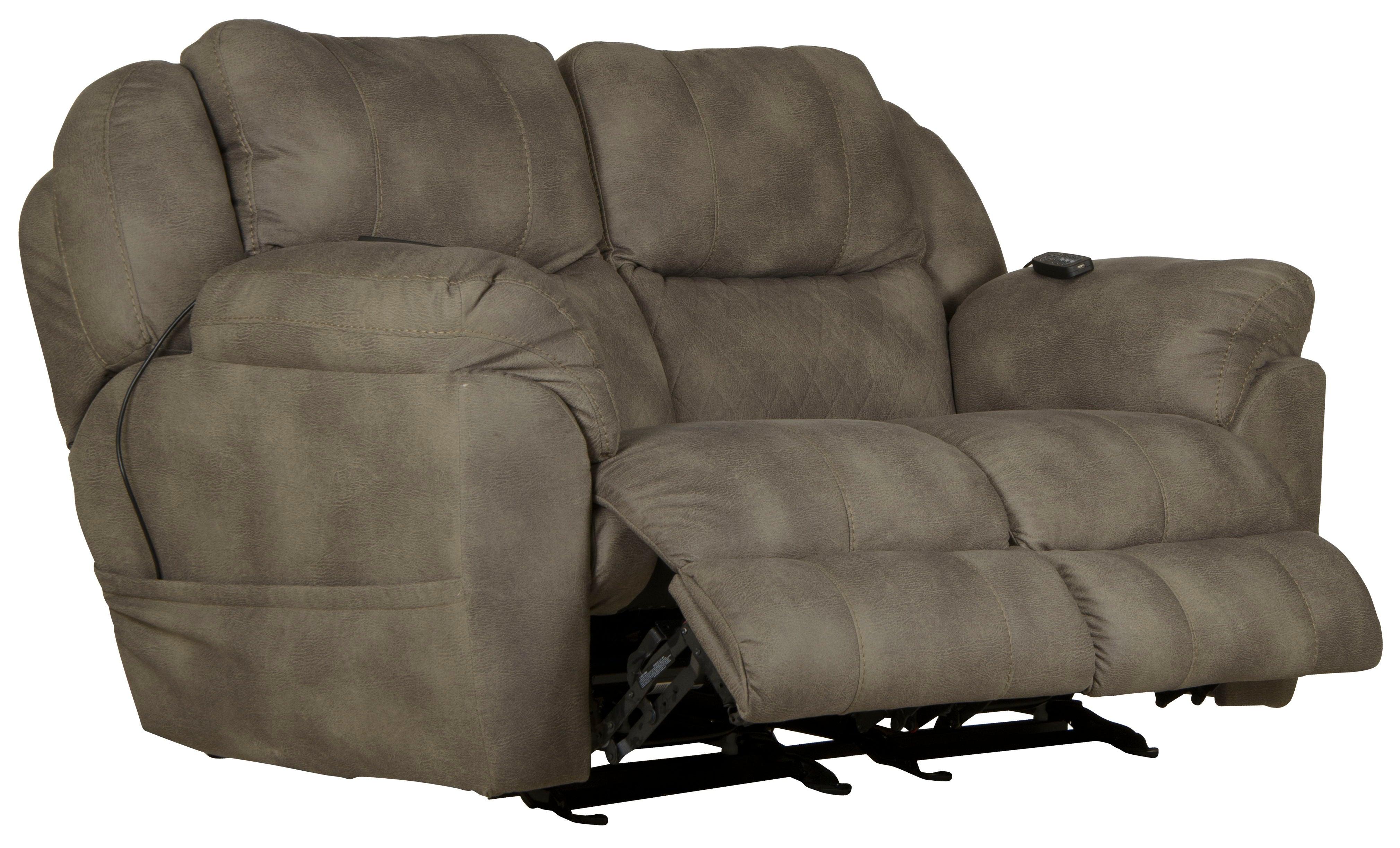 Catnapper - Flynn - Power Lay Flat Rocking Loveseat with Power Adjustable Headrest & Lumbar and Dual Heat & Massage - Fig - 5th Avenue Furniture