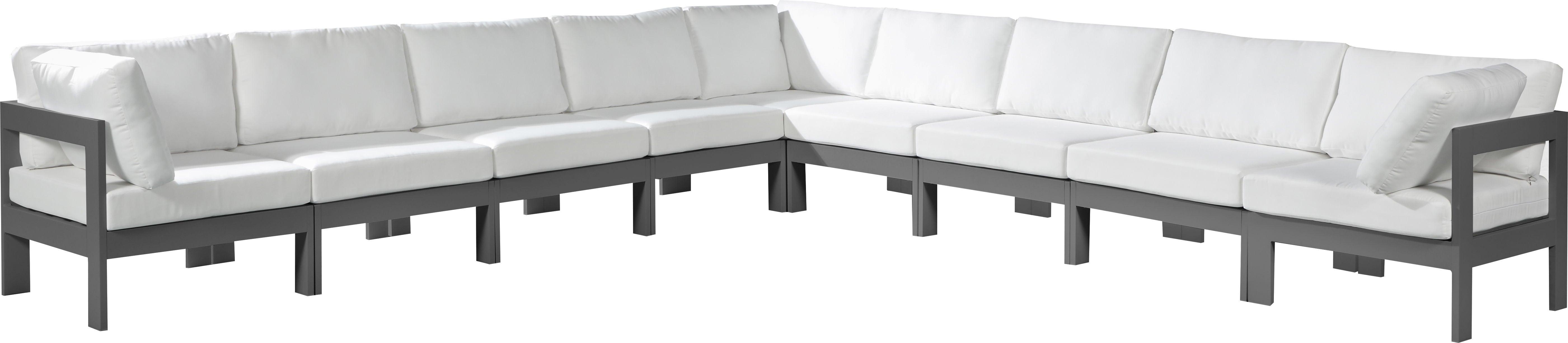 Meridian Furniture - Nizuc - Outdoor Patio Modular Sectional 9 Piece - White - Modern & Contemporary - 5th Avenue Furniture