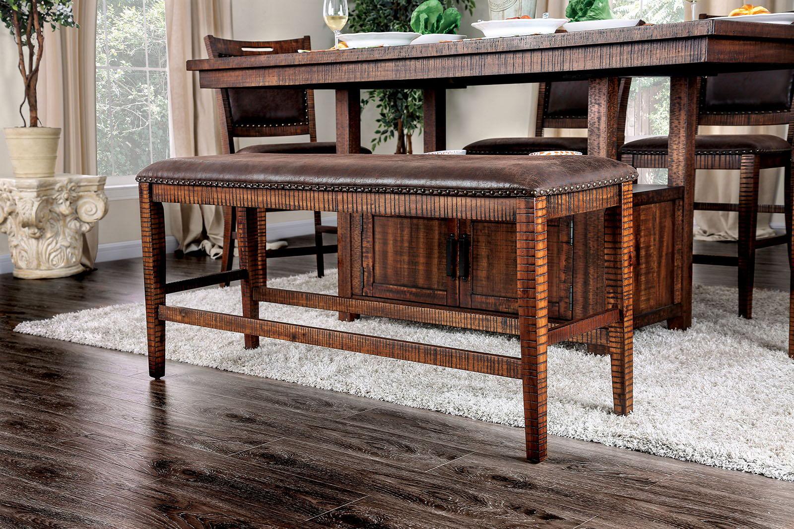 Furniture of America - Wichita - Counter Height Bench - Distressed Dark Oak - 5th Avenue Furniture