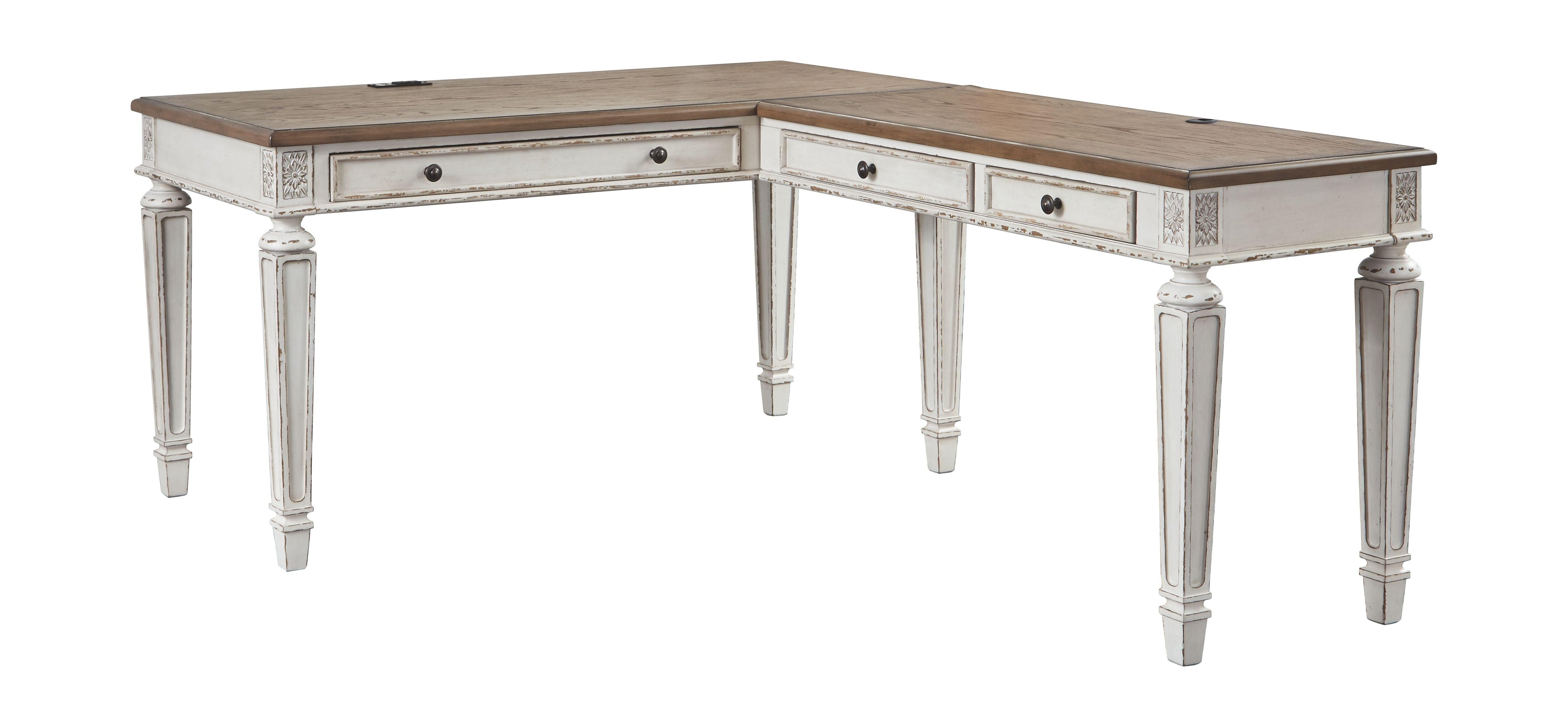 Signature Design by Ashley® - Realyn - White / Brown - Home Office L Shaped Desk - 5th Avenue Furniture