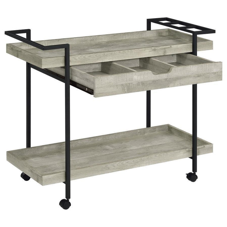 Coaster Fine Furniture - Ventura - Bar Cart With Storage Drawer - Gray Driftwood - 5th Avenue Furniture