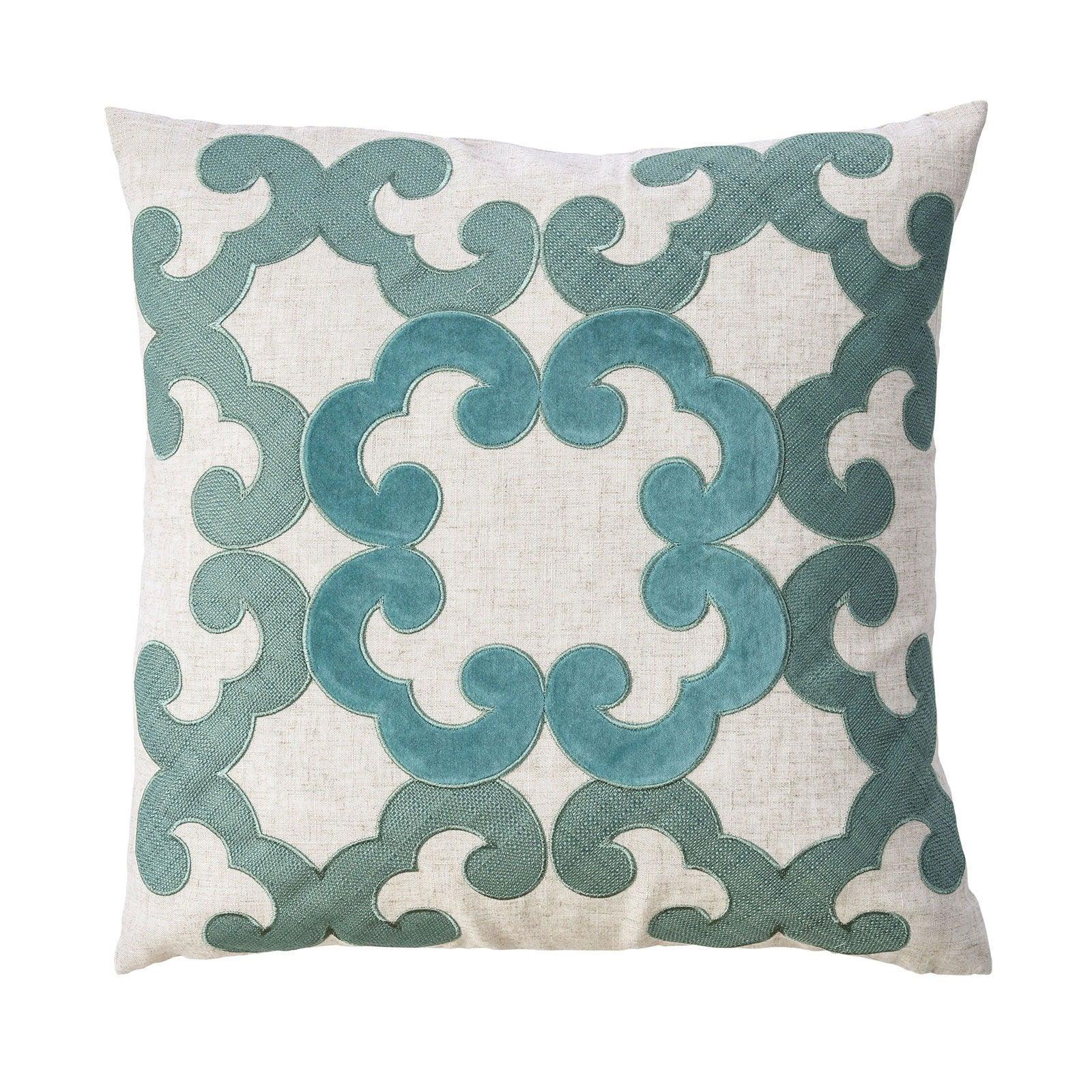 Furniture of America - Lily - Pillow (Set of 2) - Beige / Teal - 5th Avenue Furniture