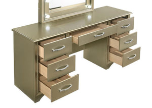 CoasterEssence - Beaumont - 7-Drawer Vanity Desk With Lighting Mirror - Champagne - 5th Avenue Furniture
