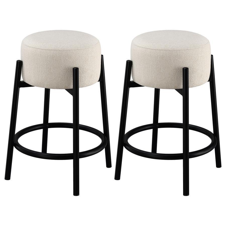 CoasterEveryday - Leonard - Upholstered Backless Round Stools (Set of 2) - 5th Avenue Furniture