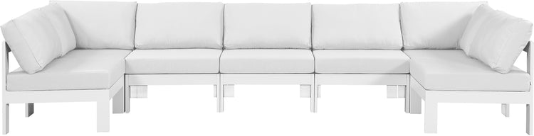 Meridian Furniture - Nizuc - Outdoor Patio Modular Sectional 7 Piece - White - Fabric - 5th Avenue Furniture