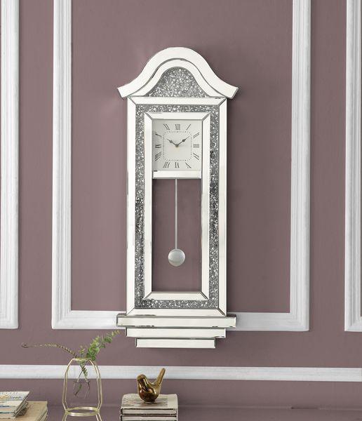 ACME - Noralie - Wall Clock - Mirrored & Faux Diamonds - 35" - 5th Avenue Furniture