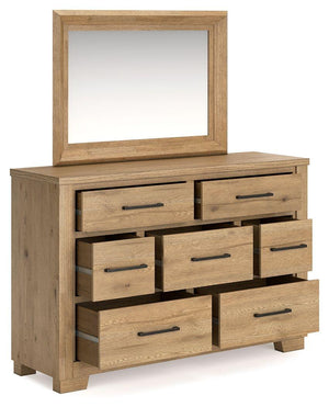 Signature Design by Ashley® - Galliden - Light Brown - Dresser And Mirror - 5th Avenue Furniture