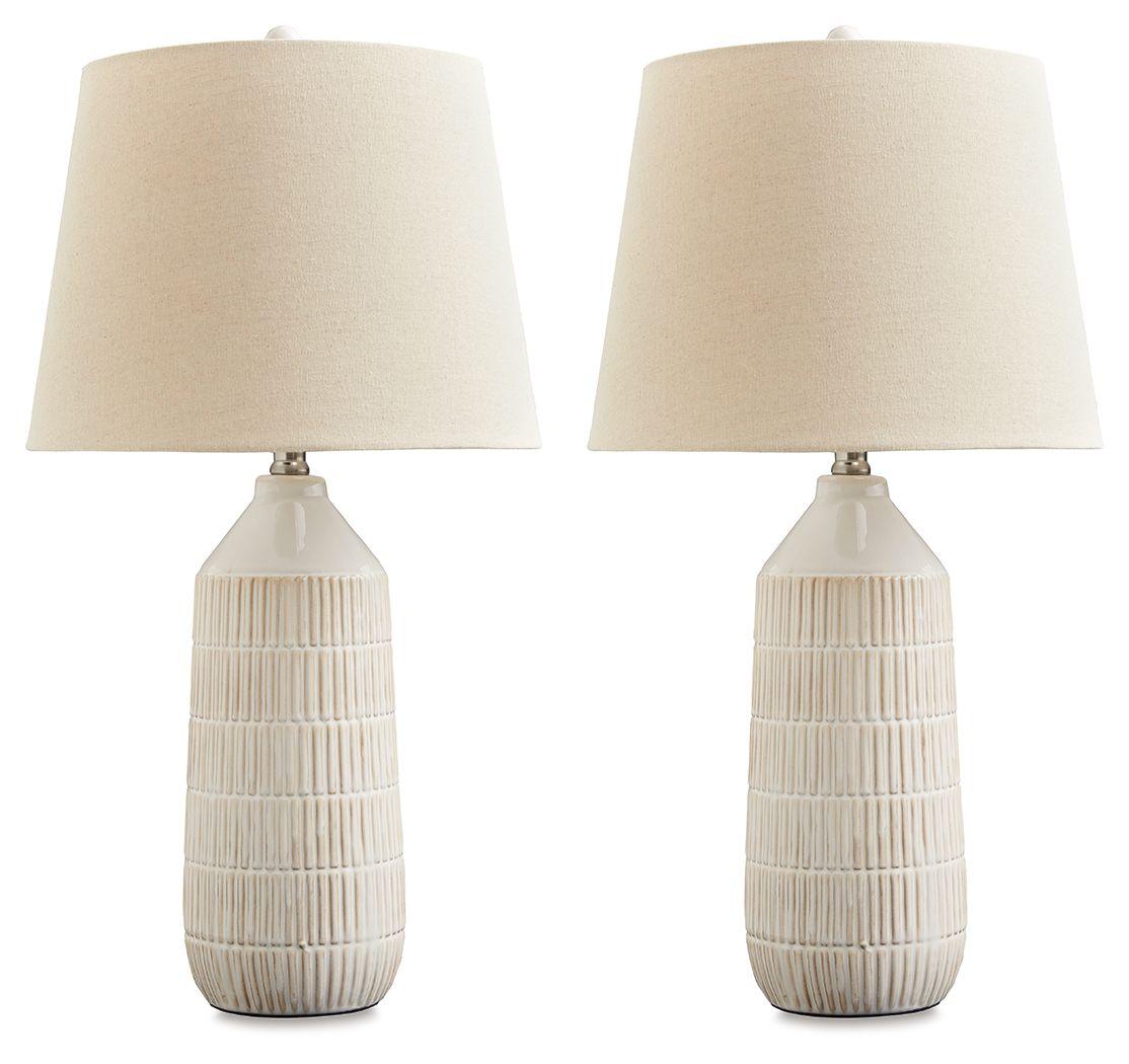 Signature Design by Ashley® - Willport - Off White - Ceramic Table Lamp (Set of 2) - 5th Avenue Furniture