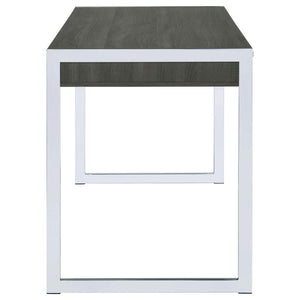 CoasterEssence - Wallice - 2-Drawer Writing Desk Weathered Gray And Chrome - Weathered Gray - 5th Avenue Furniture