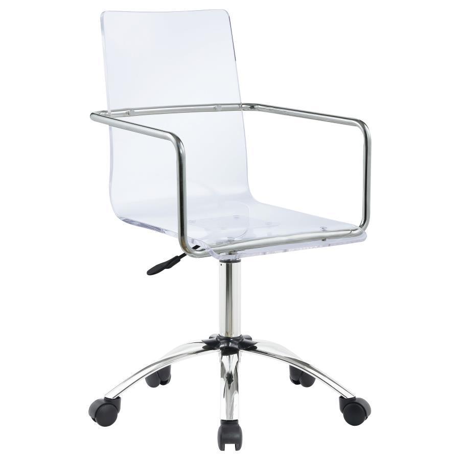 CoasterEssence - Amaturo - Office Chair With Casters - Clear And Chrome - 5th Avenue Furniture