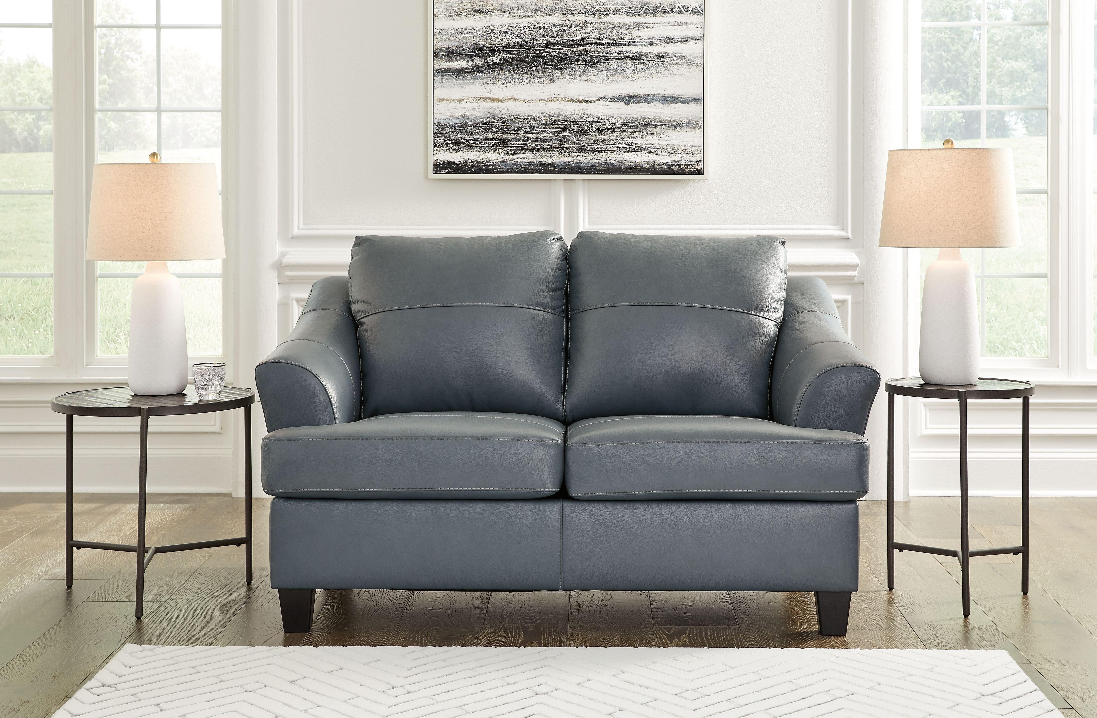 Signature Design by Ashley® - Genoa - Steel - Loveseat - Leather Match - 5th Avenue Furniture