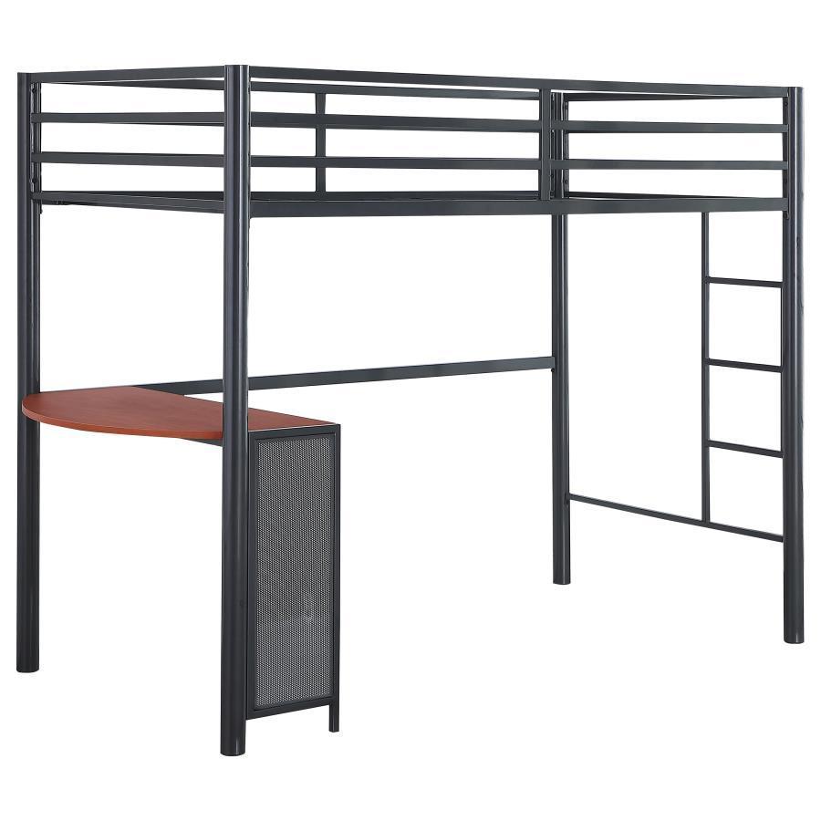 CoasterEssence - Fisher - Twin Workstation Loft Bed - Gunmetal - 5th Avenue Furniture