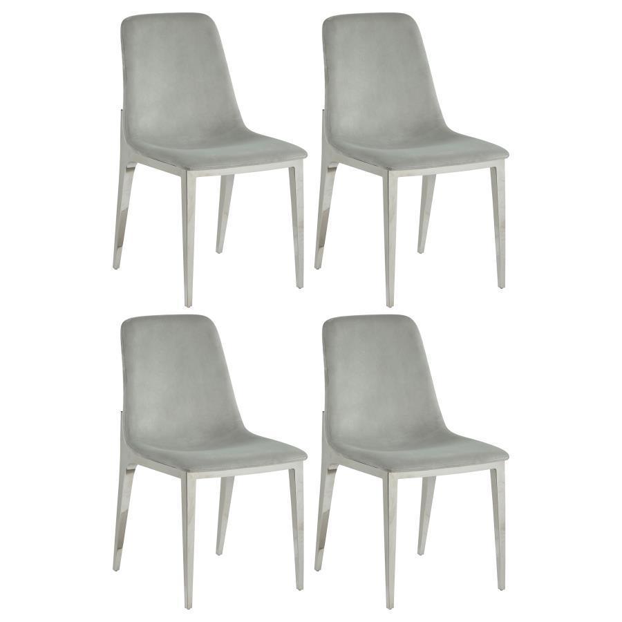 CoasterElevations - Irene - Upholstered Side Chairs (Set of 4) - Light Gray And Chrome - 5th Avenue Furniture