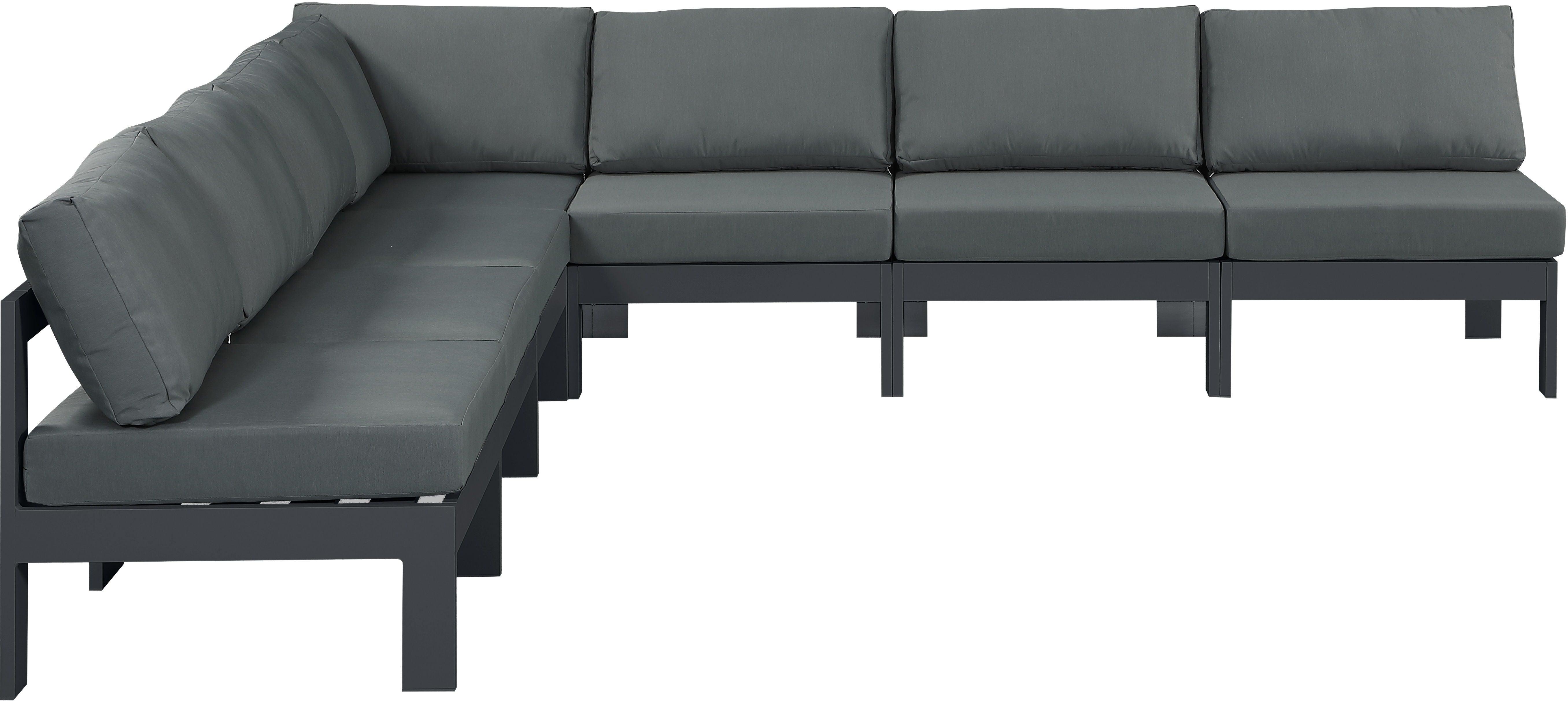 Meridian Furniture - Nizuc - Outdoor Patio Modular Sectional 7 Piece - Gray Dark - Fabric - Modern & Contemporary - 5th Avenue Furniture