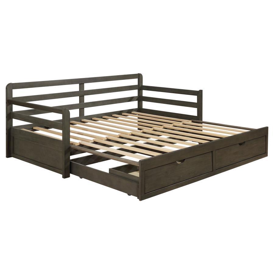 CoasterEssence - Sorrento - 2-Drawer Twin Daybed With Extension Trundle - Gray - 5th Avenue Furniture