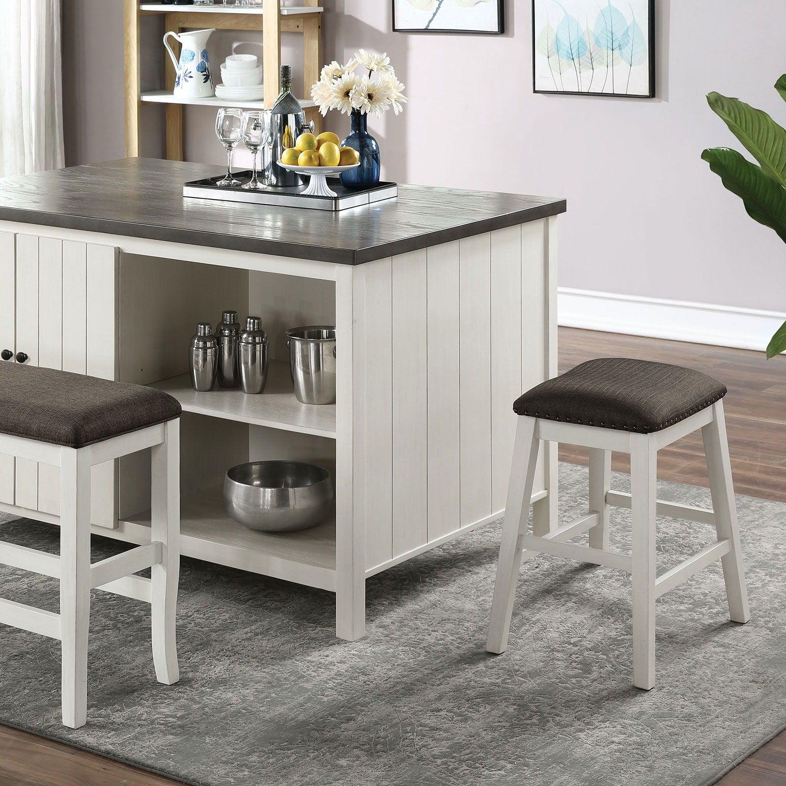 Furniture of America - Heidelberg - Counter Height Bench - Off-White / Dark Gray - 5th Avenue Furniture
