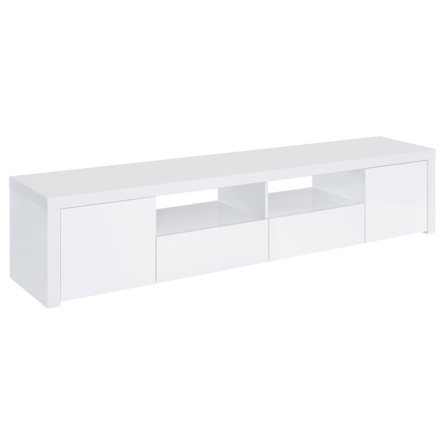 Coaster Fine Furniture - Jude - 2-Door 79" TV Stand With Drawers - White High Gloss - 5th Avenue Furniture