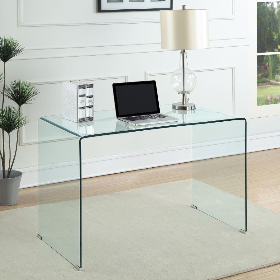 CoasterEssence - Ripley - Glass Writing Desk - Clear - 5th Avenue Furniture